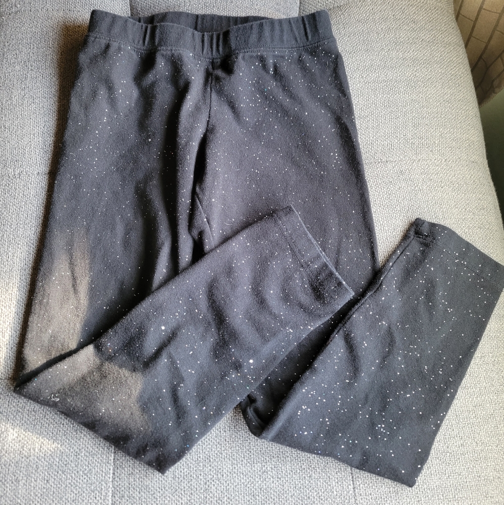 EUC Cat & Jack Black Glitter Leggings Size 6/6X
